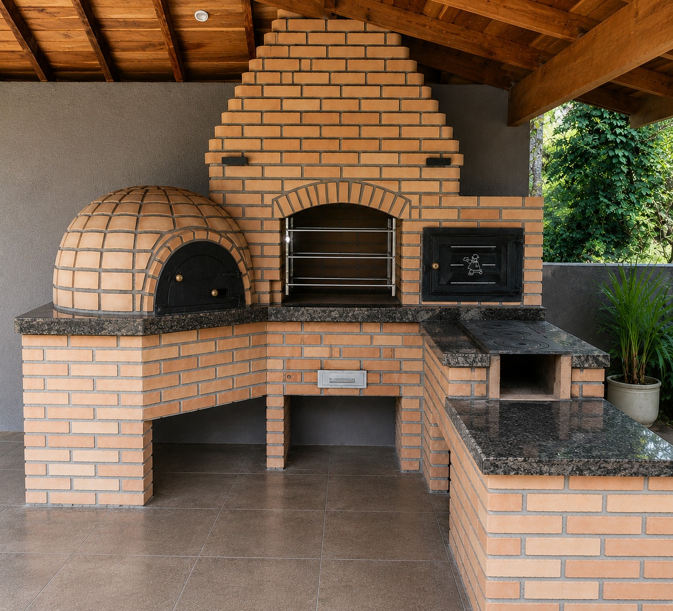 Churrasqueira com forno de pizza