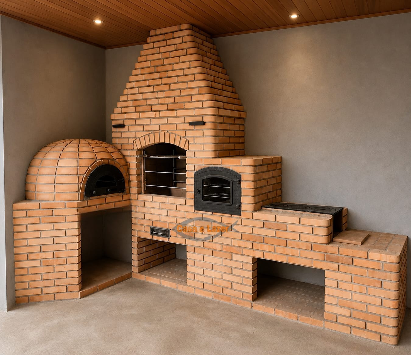 Kits Churrasqueira, fogão a lenha e forno de pizza em alvenaria